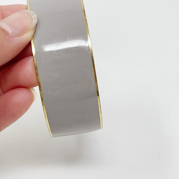 J Crew Chunky Bangle Bracelet Gray Gold Tone 1" Wide Statement Fashion Costume - Picture 7 of 9